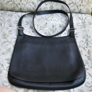 vintage COACH 9134 black leather slim SADDLE BAG